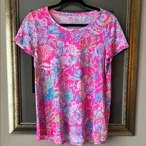 NWOT Lilly Pulizer Etta Scoop Neck Tee Pink Medium